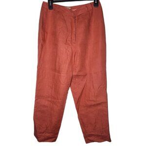 Apostrophe Womens 100% Pure Linen Embroidered Pants Size 6 Coastal Summer Career